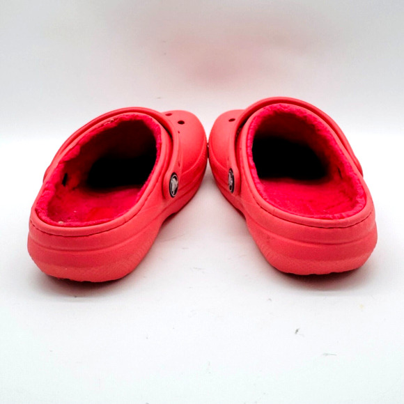 Crocs Clogs Girls 12c Pink Fleece Lined Croslite Rubber Slip On Comfort Mules - Picture 7 of 10